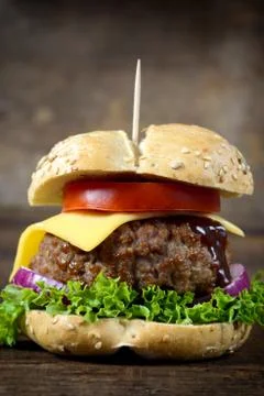 Single cheesburger Stock Photos