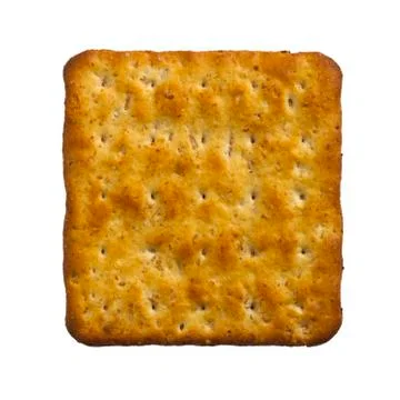 SINGLE CHEESE CRACKER BISCUIT ISOLATED ON WHITE BACKGROUND Stock Photos