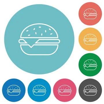 Single cheeseburger flat round icons Stock Illustration