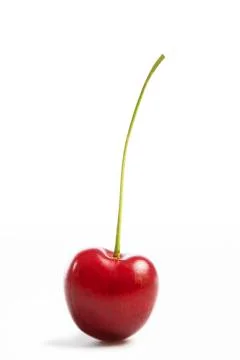 Single cherry on white background Stock Photos