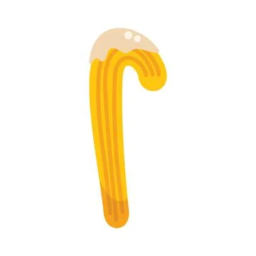 Single churro dipped in chocolate on white background Stock Illustration