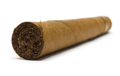 Single Cigar Isolated on a White Background 스톡 사진