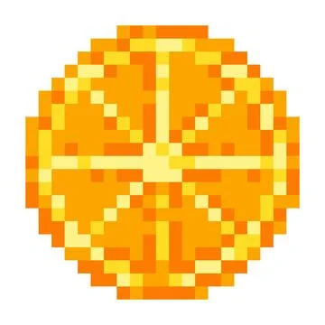 Single citrus slice in pixel art style. Fresh and vibrant orange or mandarin Stock Illustration