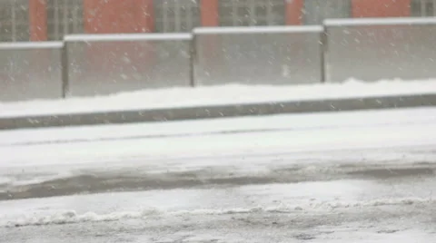 Single city worker shoveling sidewalk of station Stock Footage 59648100