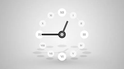 Single clock for half a day with roman numerals Stock Footage 49091820
