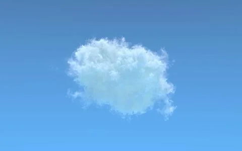 Single cloud on blue sky backdrop isolated. digital Illustrazione stock