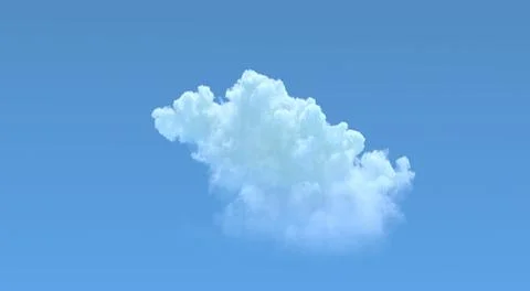 Single cloud on blue sky isolated - nature 3D illustration Illustrazione stock