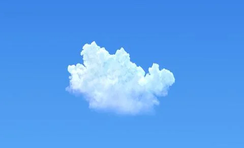 Single cloud on blue sky isolated. nature 3D illustration Illustrazione stock