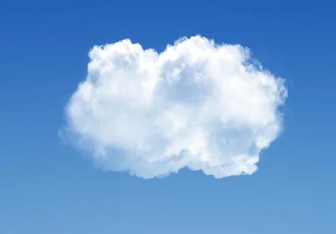 Single cloud isolated over blue sky background. White fluffy cloud photo, b.. Foto stock