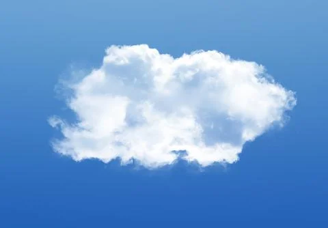Single cloud isolated over blue sky background. White fluffy cloud photo, b.. Foto stock