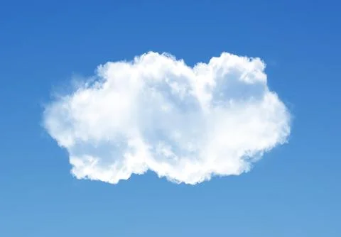 Single cloud isolated over blue sky background. White fluffy cloud photo, b.. Foto stock