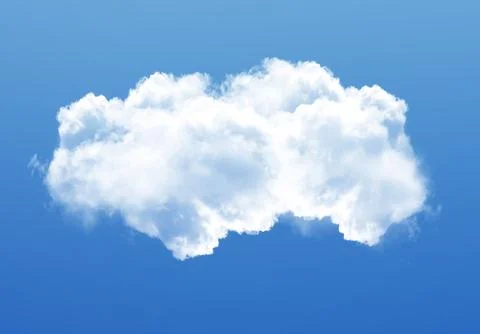 Single cloud isolated over blue sky background. White fluffy cloud photo, b.. Foto stock