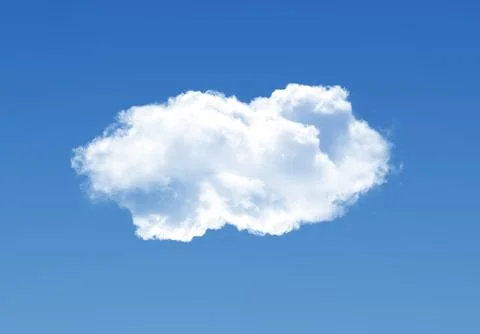 Single cloud isolated over blue sky background. White fluffy cloud photo, b.. Foto stock