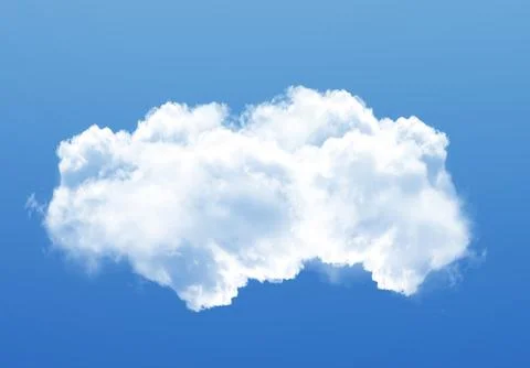 Single cloud isolated over blue sky background. White fluffy cloud photo, b.. Foto stock