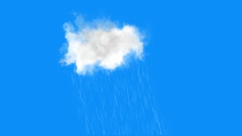 A single cloud with rain on Blue background Stock Footage 168314590