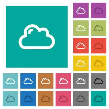 Single cloud square flat multi colored icons Illustrazione stock