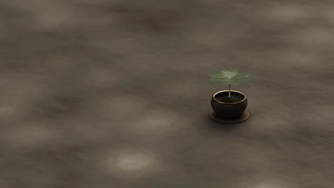 Single Clover in Pot on Soft Neutral Background Stock Illustration