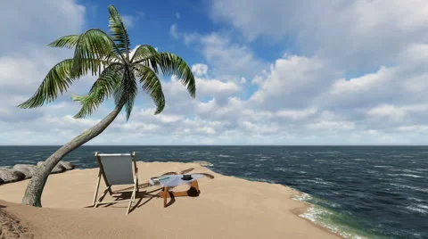 Single Coconut Tree on a small island Video stock 63225970