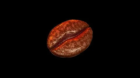 Single coffee bean on black background. 3d render. Stock Illustration