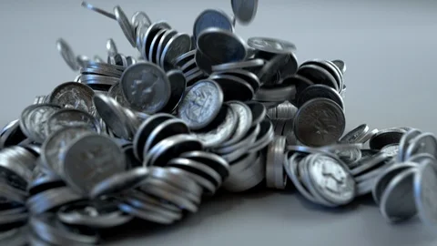 A single coin multiplies into hundreds of other coins Stock Footage