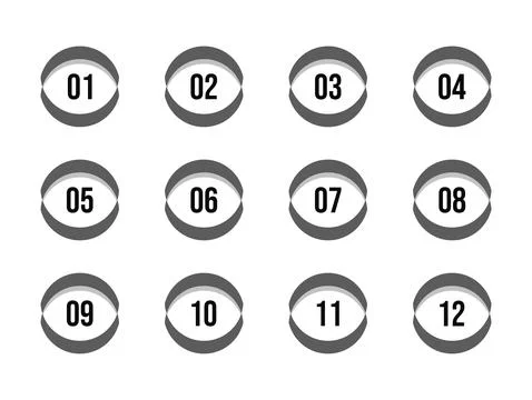 Single color 3d bullet point collection 1 to 12 Stock Illustration