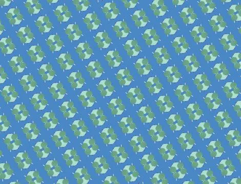 Single-color tree-form pattern single-line repeat pattern in sky blue, azur.. Illustrazione stock