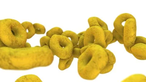 Single colored Breakfast Cereal close up toss 3d rendered illustration. Stock Illustration