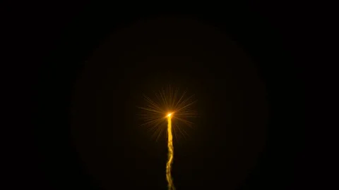 Single colorful firework against black background Stock Footage 90369214