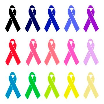 Single colour awareness ribbons 스톡 일러스트