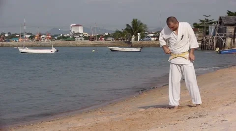 Single Combat Motion Slow Karate Kimono Stock Video Footage Stock Footage 50383961