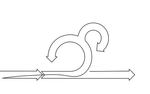 Single continuous line art agile development project lifecycle. Test system Stock-Illustration