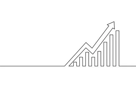 Single continuous line art arrows up. Growing profit graph economy finance Stock-Illustration