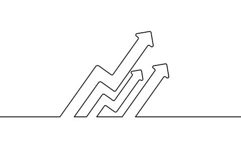 Single continuous line art arrows up. Growing profit graph economy finance Stock Illustration