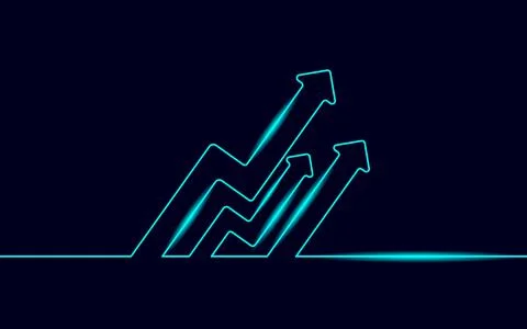 Single continuous line art arrows up. Growing profit graph economy finance Stock-Illustration