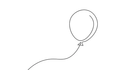 Single continuous line art balloon. Holiday festive present gift concept Stock Illustration