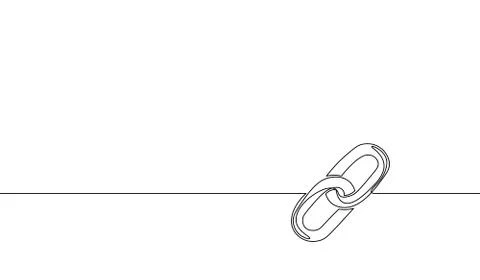 Single continuous line art blockchain link silhouette. Hyperlink sigh modern  Stock-Illustration