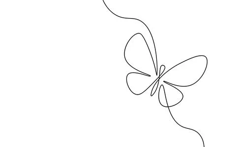 Single continuous line art butterfly. Nature beauty organic cosmetics concept 스톡 일러스트