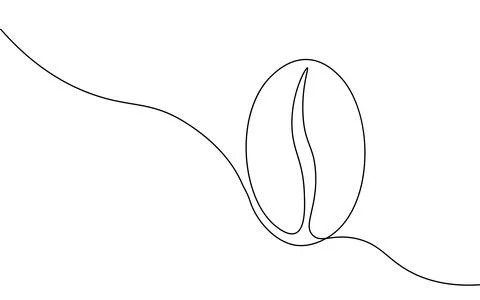Single continuous line art. Coffee bean morning cafe hot drink silhouette Stock-Illustration
