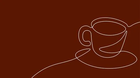 Single continuous line art. Coffee cup tea cup morning cafe hot drink silhouette Stock-Illustration