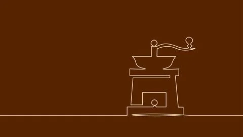 Single continuous line art. Coffee bean morning cafe hot drink silhouette Stock-Illustration