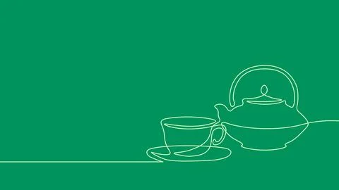 Single continuous line art. Coffee cup tea cup morning cafe hot drink silhouette Stock-Illustration