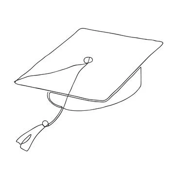Single continuous line art graduation cap. Celebration ceremony or master degree Stock Illustration