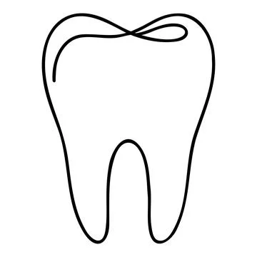 Single continuous line art human tooth silhouette. concept design world ora.. Stock Illustration