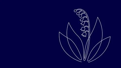 Single continuous line art lily of the valley flower. Stock Illustration