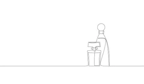 Single continuous line art perfume bottle silhouette. Woman fragrance glamour Stock-Illustration