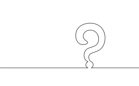 Single continuous line art question mark icon. Online ask test query concept Ilustração Stock
