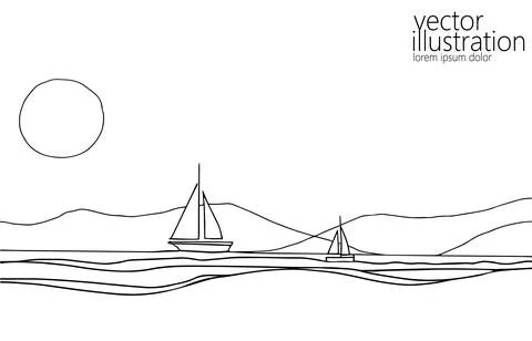 Single continuous line art sea boat icon. Yacht travel tourism concept Stock-Illustration