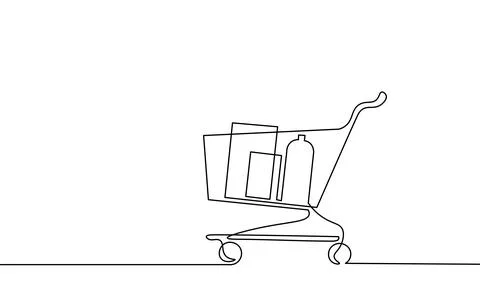 Single continuous line art shopping cart . Test system strategy concept. Online 스톡 일러스트