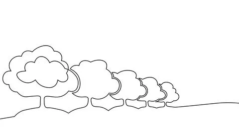 Single continuous line art tree park alley. Outdoors garden landscape design one Ilustração Stock