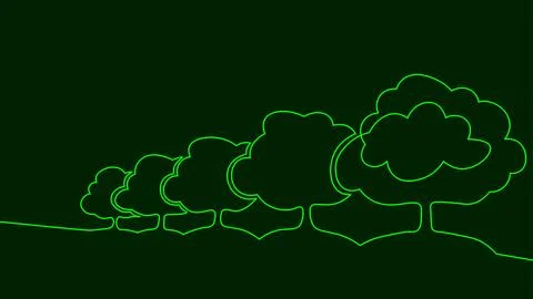 Single continuous line art tree park alley. Outdoors garden landscape design one Stock-Illustration